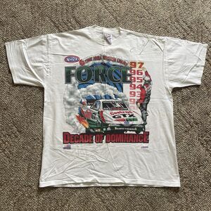 Vintage John Force Decade of Dominance T-Shirt 1997 NHRA Drag Racing Men’s XL